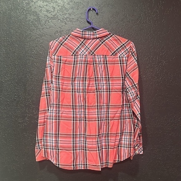 TALBOTS Women’s Pink Plaid Long Sleeve Button Up Shirt Petite Medium - Picture 3 of 5